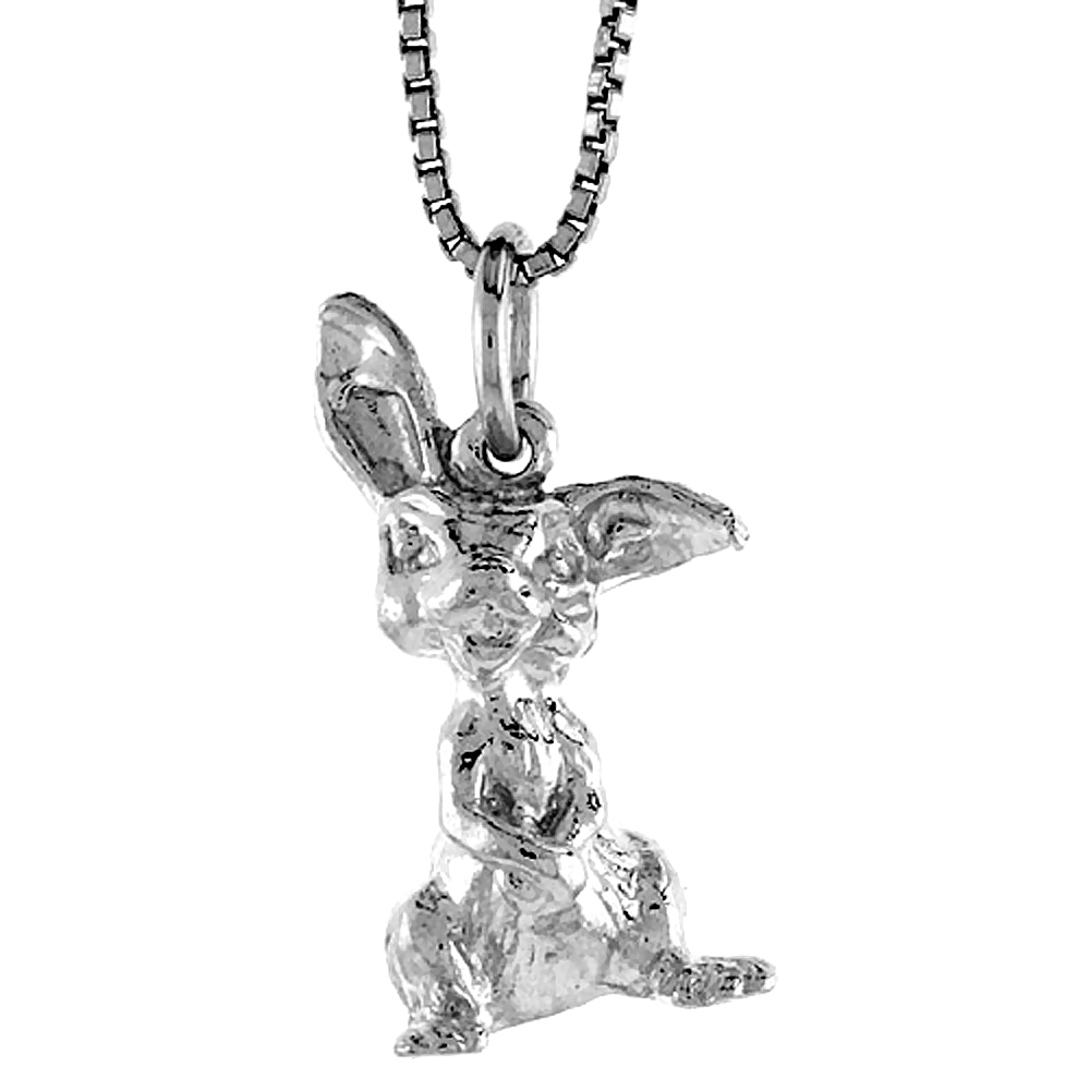 STERLING SILVER RABBIT PENDANT, 3/4 INCH
