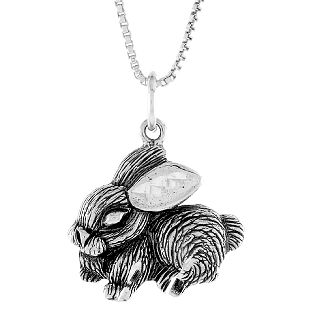 STERLING SILVER RABBIT PENDANT, 3/4 INCH