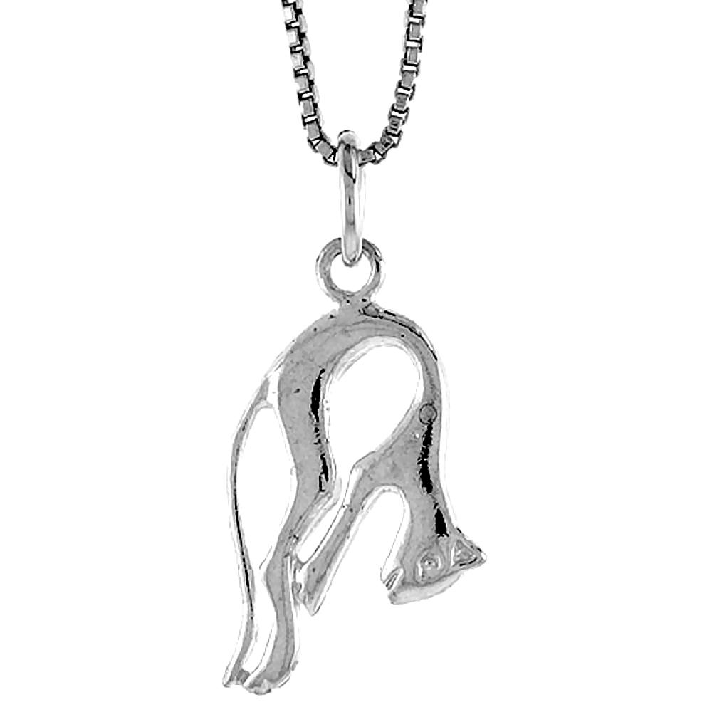 STERLING SILVER CAT PENDANT, 3/4 INCH