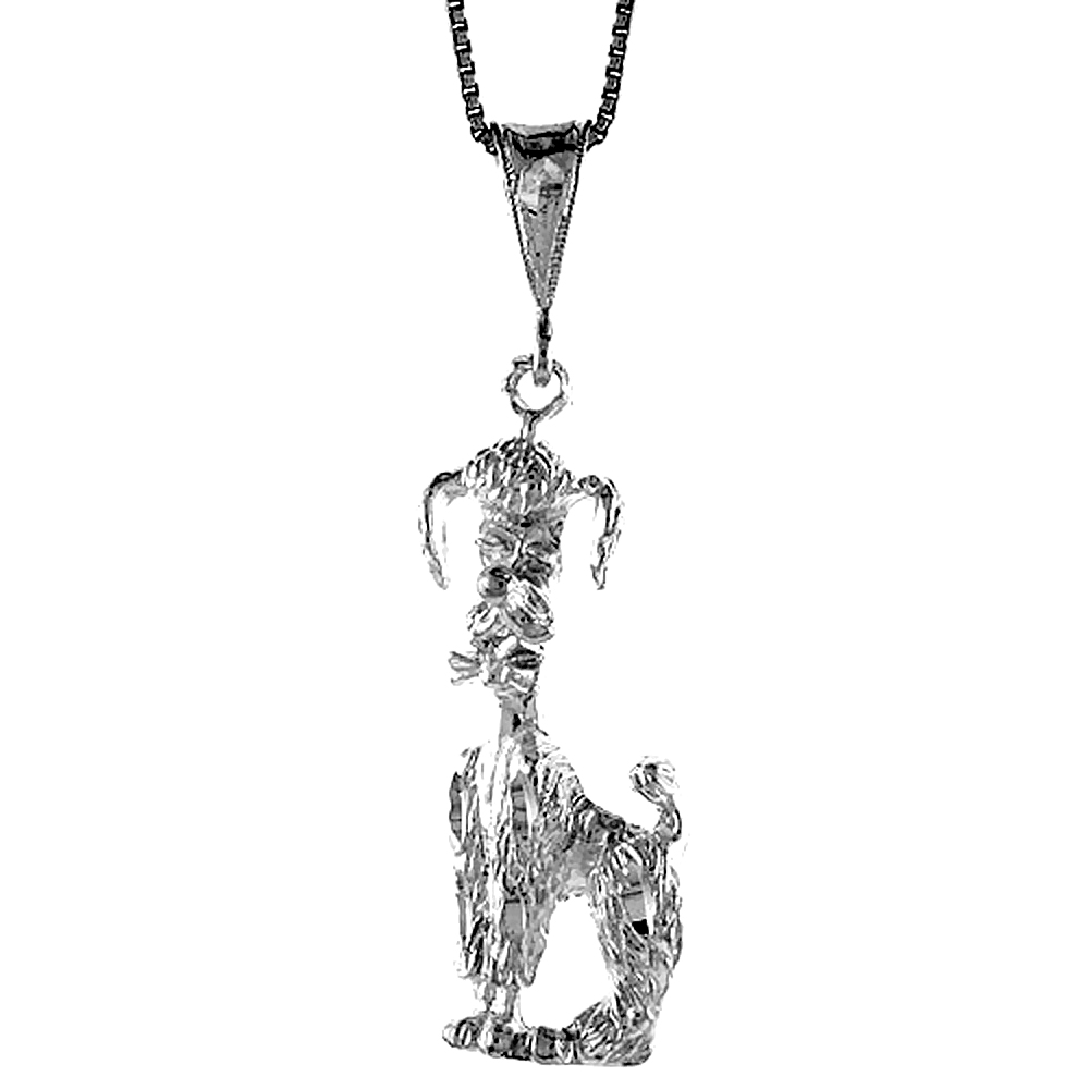 STERLING SILVER DOG PENDANT, 1 3/8 INCH TALL