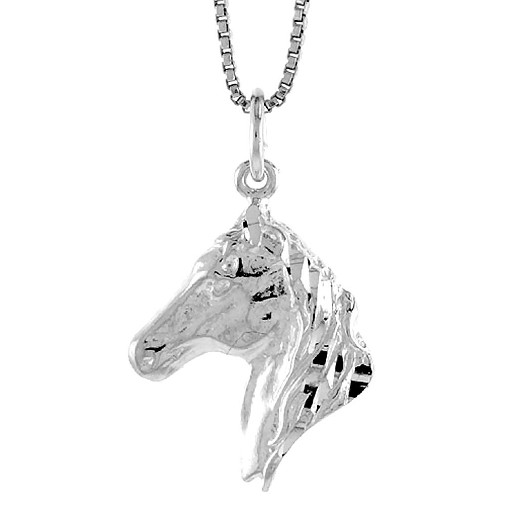 STERLING SILVER HORSE HEAD PENDANT, 3/4 INCH TALL