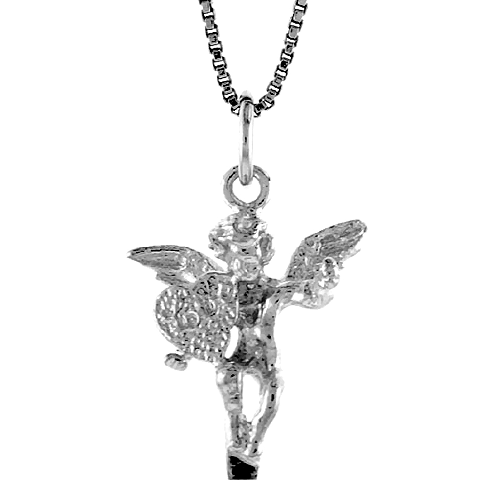 STERLING SILVER CHERUB PENDANT, 3/4 INCH TALL
