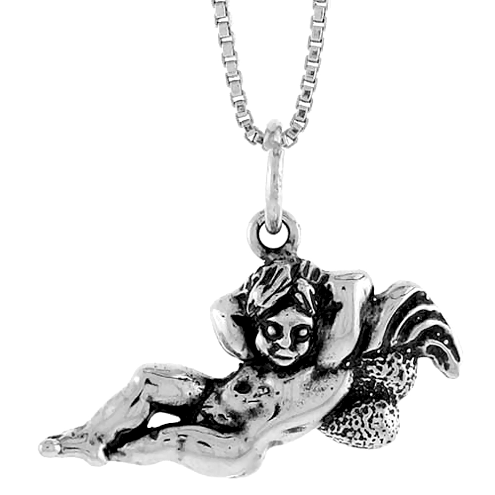 STERLING SILVER ANGEL PENDANT, 1/2 INCH TALL