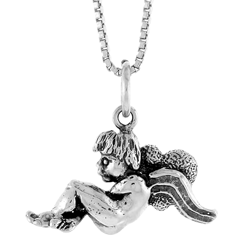 STERLING SILVER ANGEL PENDANT, 1/2 INCH TALL