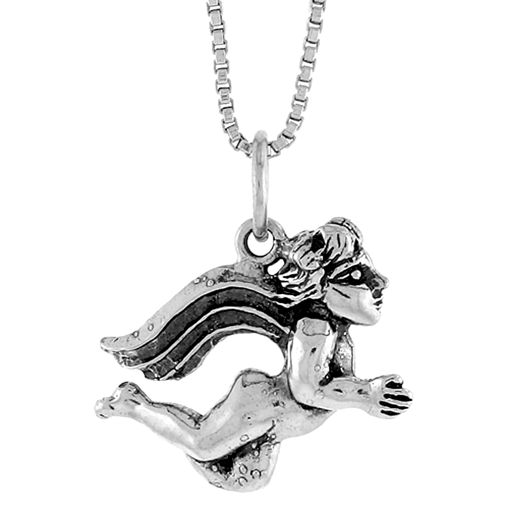 STERLING SILVER ANGEL PENDANT, 1/2 INCH TALL