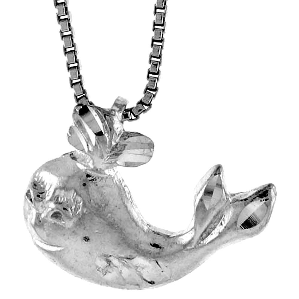 STERLING SILVER TEENY WHALE PENDANT1/2 INCH TALL,