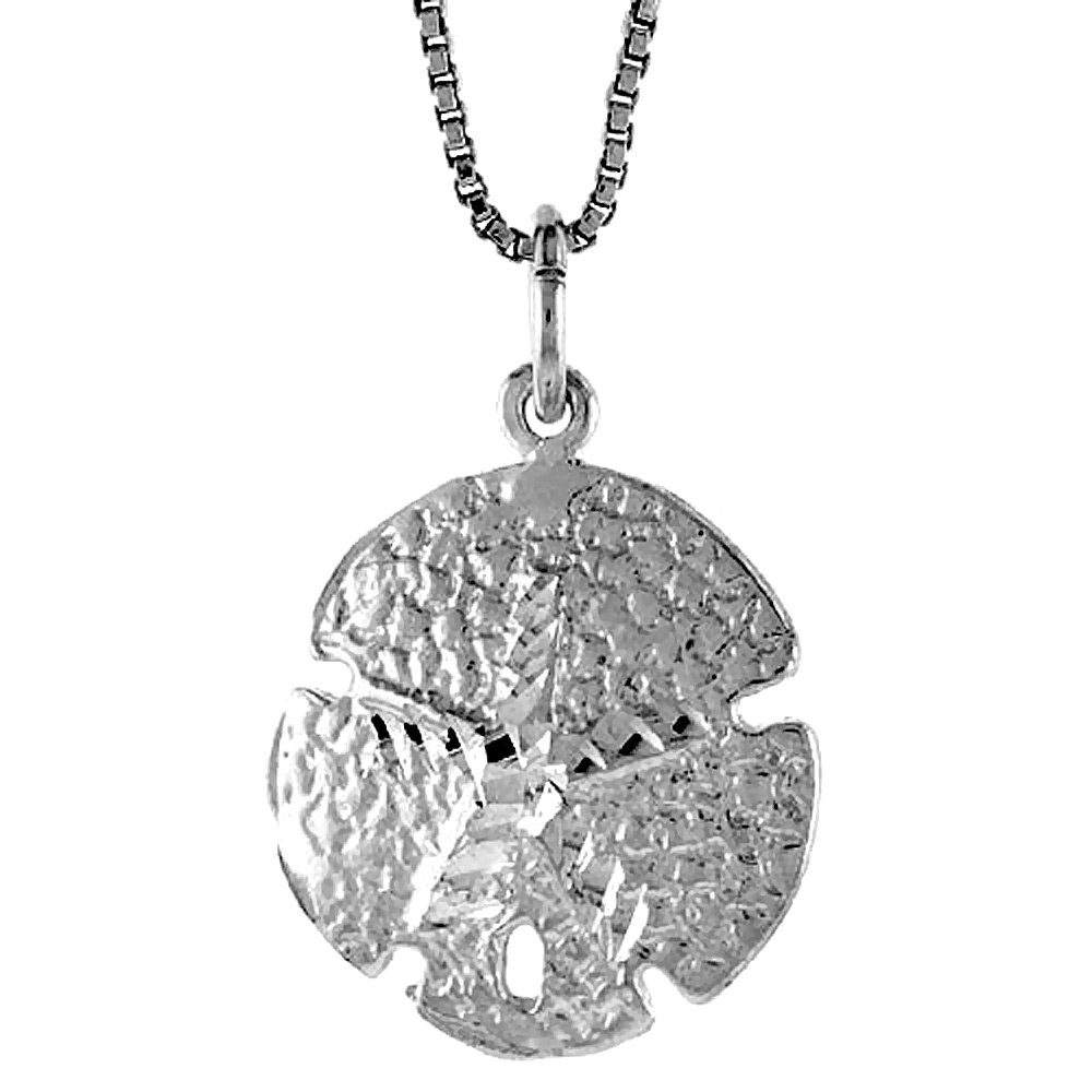 STERLING SILVER SAND DOLLAR PENDANT, 3/4 INCH TALL