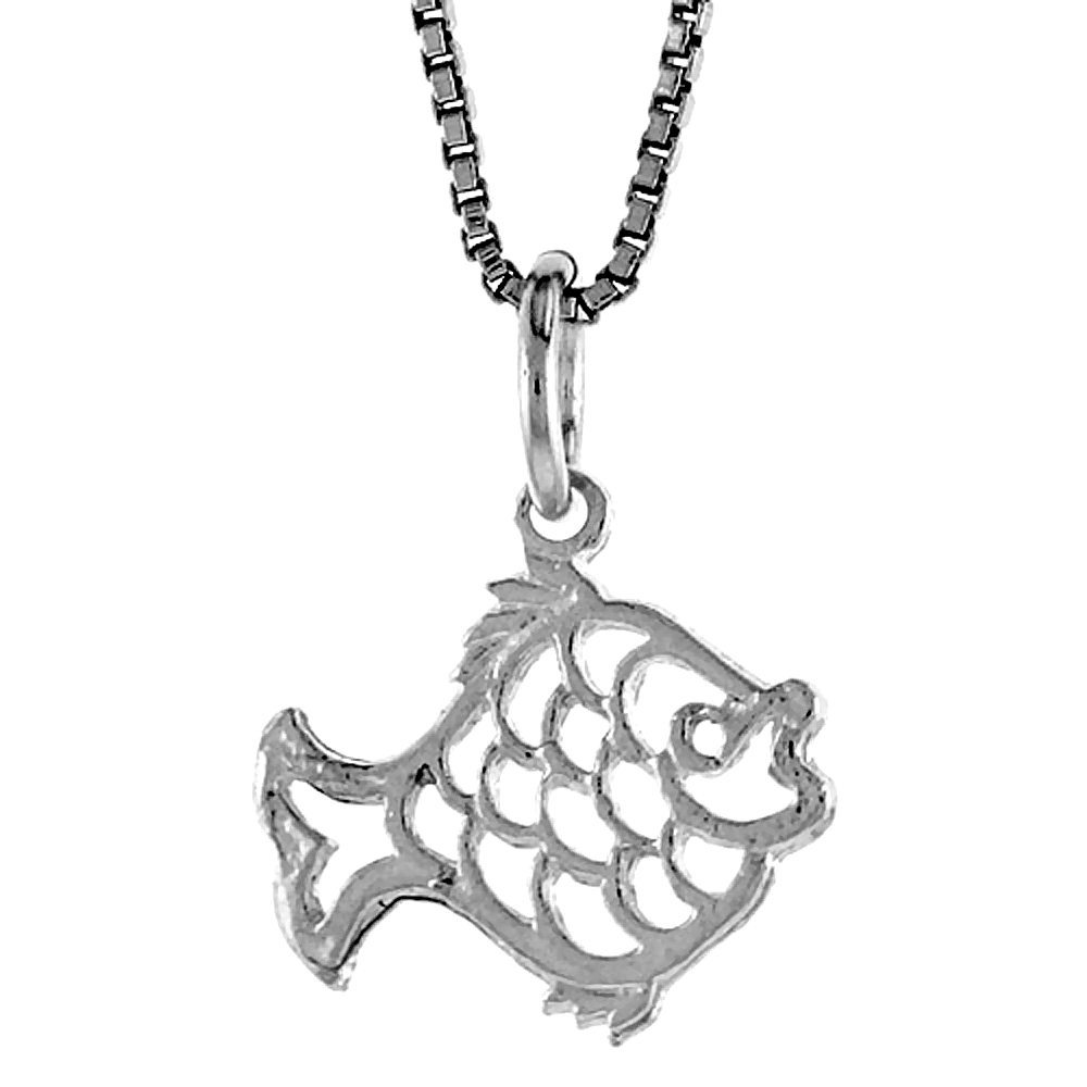 STERLING SILVER CUT-OUT FISH PENDANT, 1/2 INCH TALL