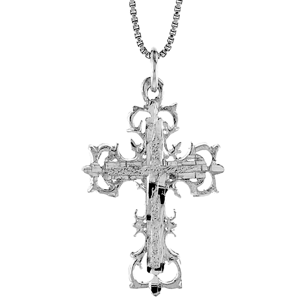 1 1/4 INCH STERLING SILVER BARBED CROSS PENDANT