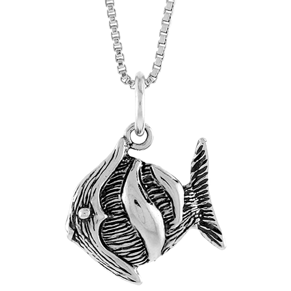 STERLING SILVER FISH PENDANT, 1/2 INCH TALL
