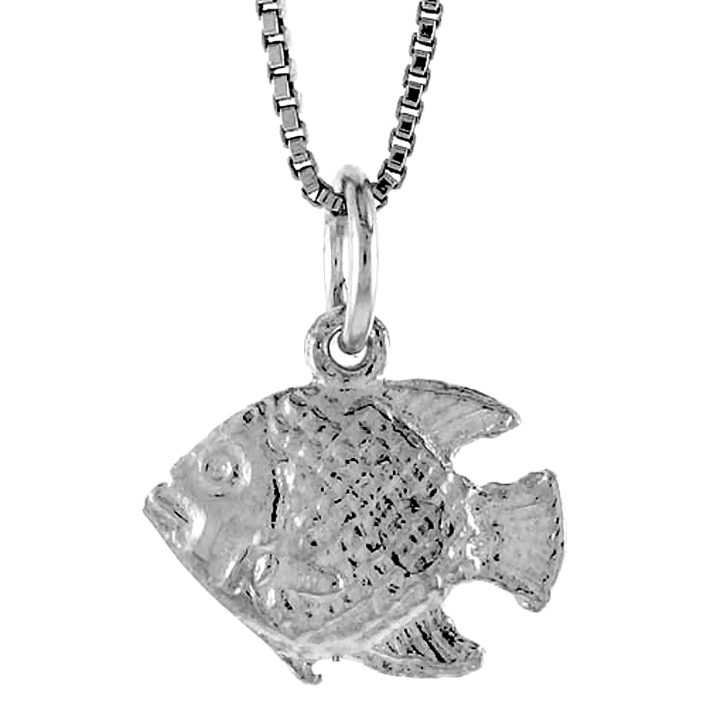 STERLING SILVER FISH PENDANT, 1/2 INCH TALL