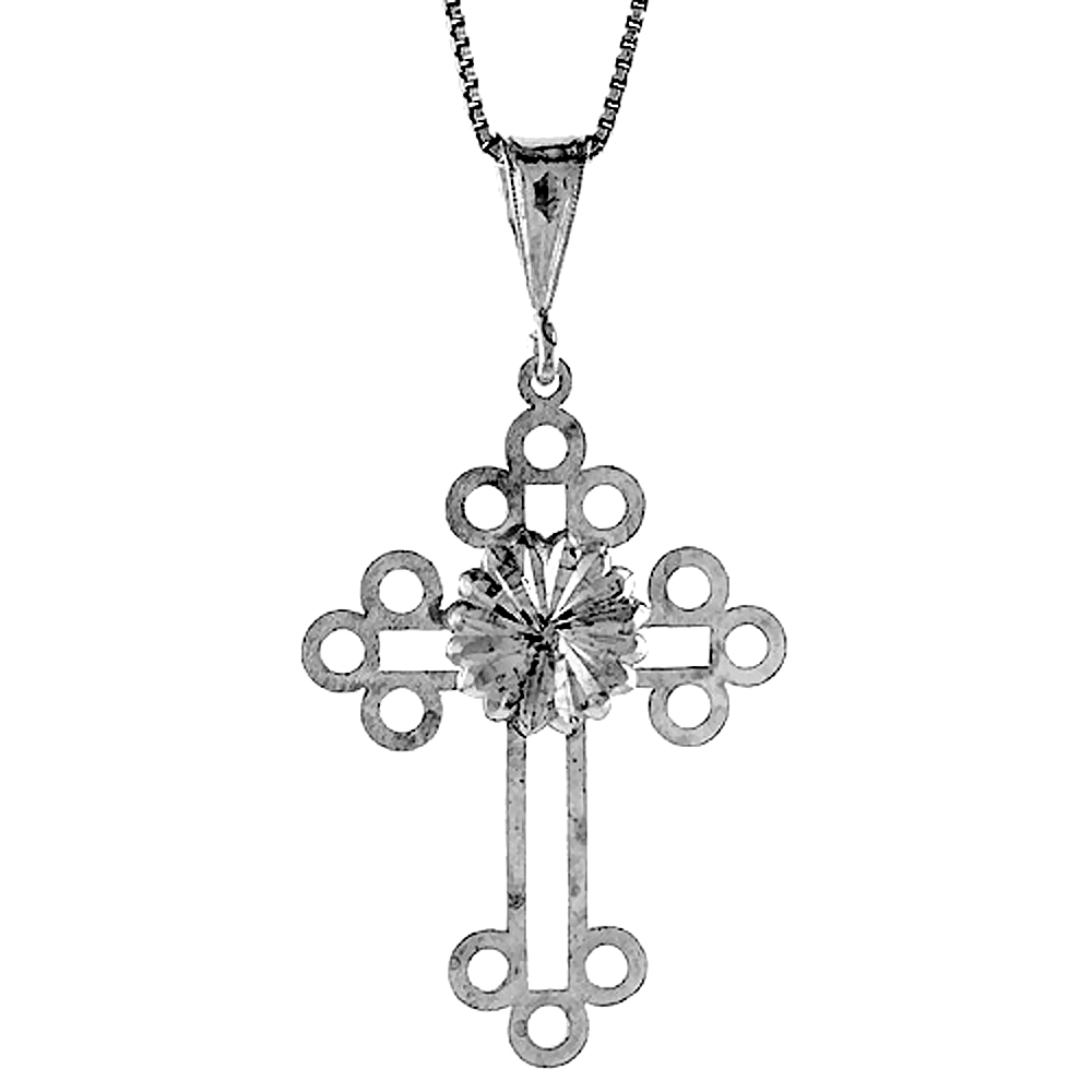 1 1/2 INCH STERLING SILVER ANNULET CROSS PENDANT