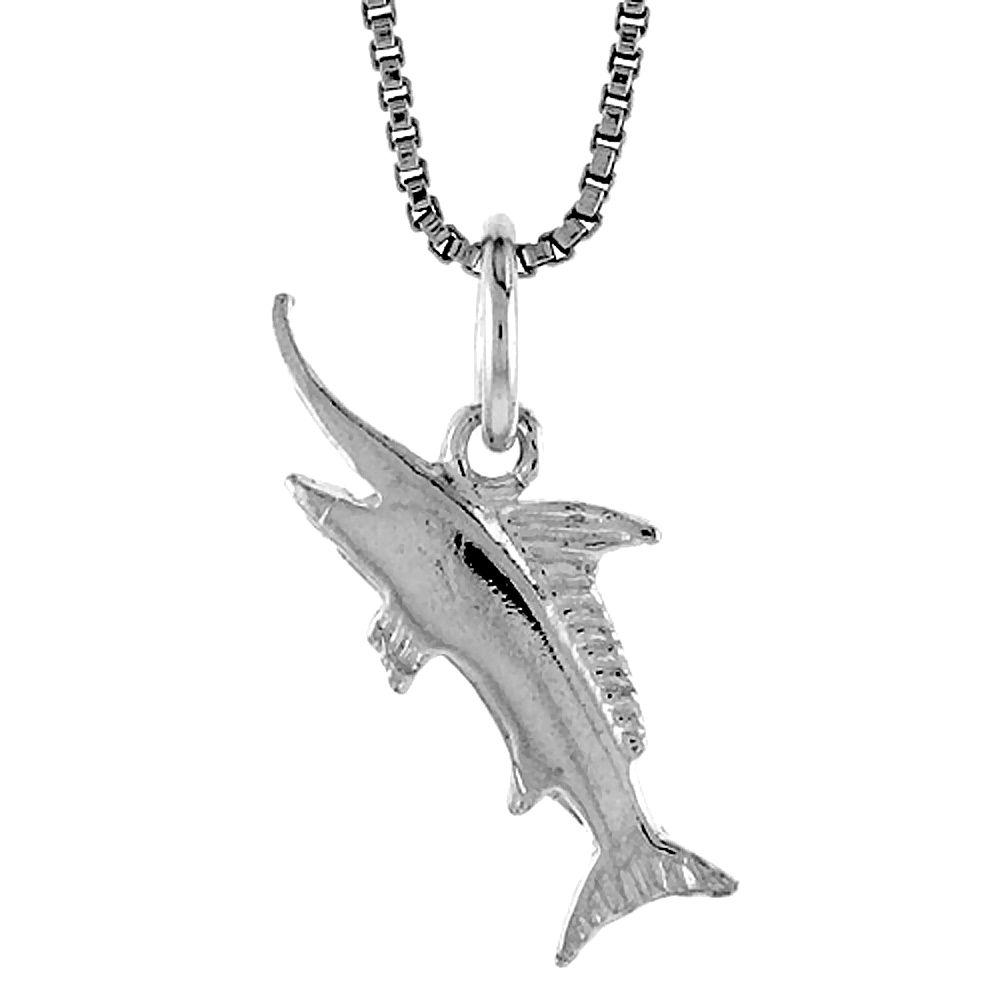 STERLING SILVER TEENY MARLIN PENDANT, 5/16 INCH TALL