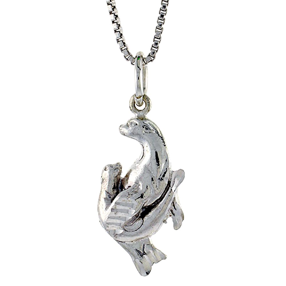 STERLING SILVER SEAL PENDANT, 3/4 INCH TALL
