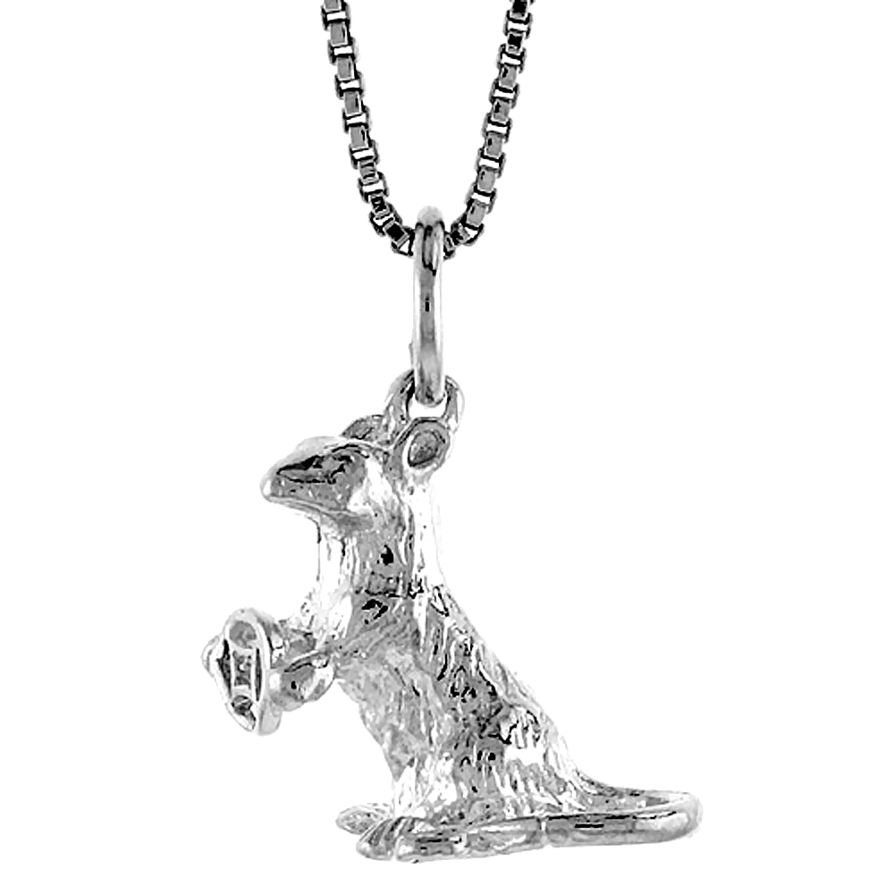STERLING SILVER YEAR OF THE RAT PENDANT CHINESE ZODIAC, 1/2 INCH TALL