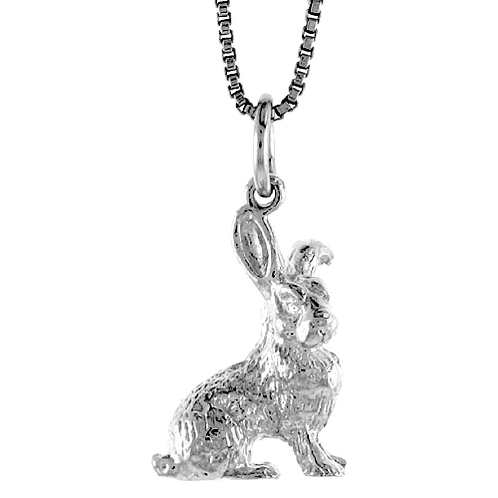 STERLING SILVER YEAR OF THE RABBIT PENDANT CHINESE ZODIAC, 3/4 INCH TALL