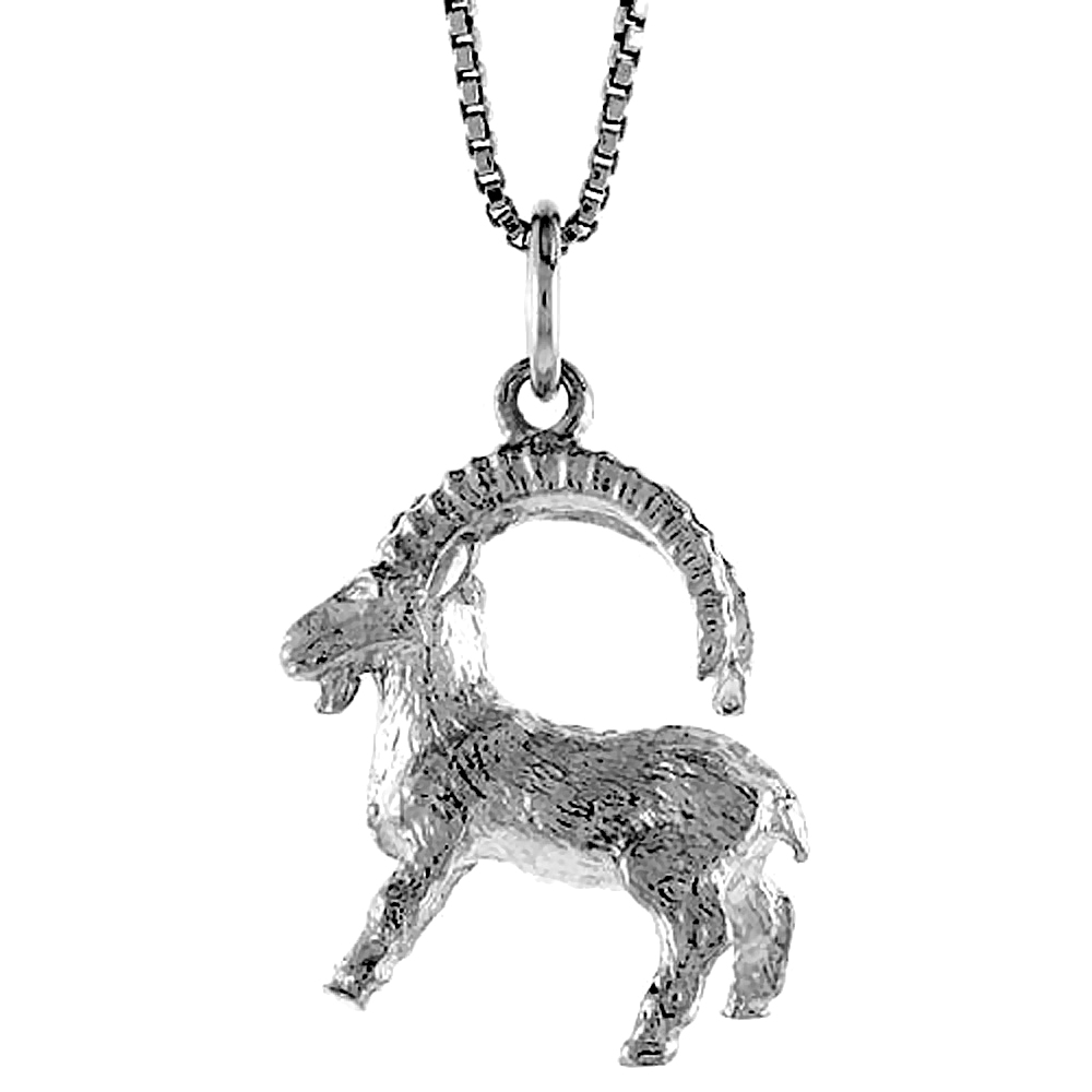 STERLING SILVER ZODIAC CHARM FOR CAPRICORN 3/4 INCH TALL