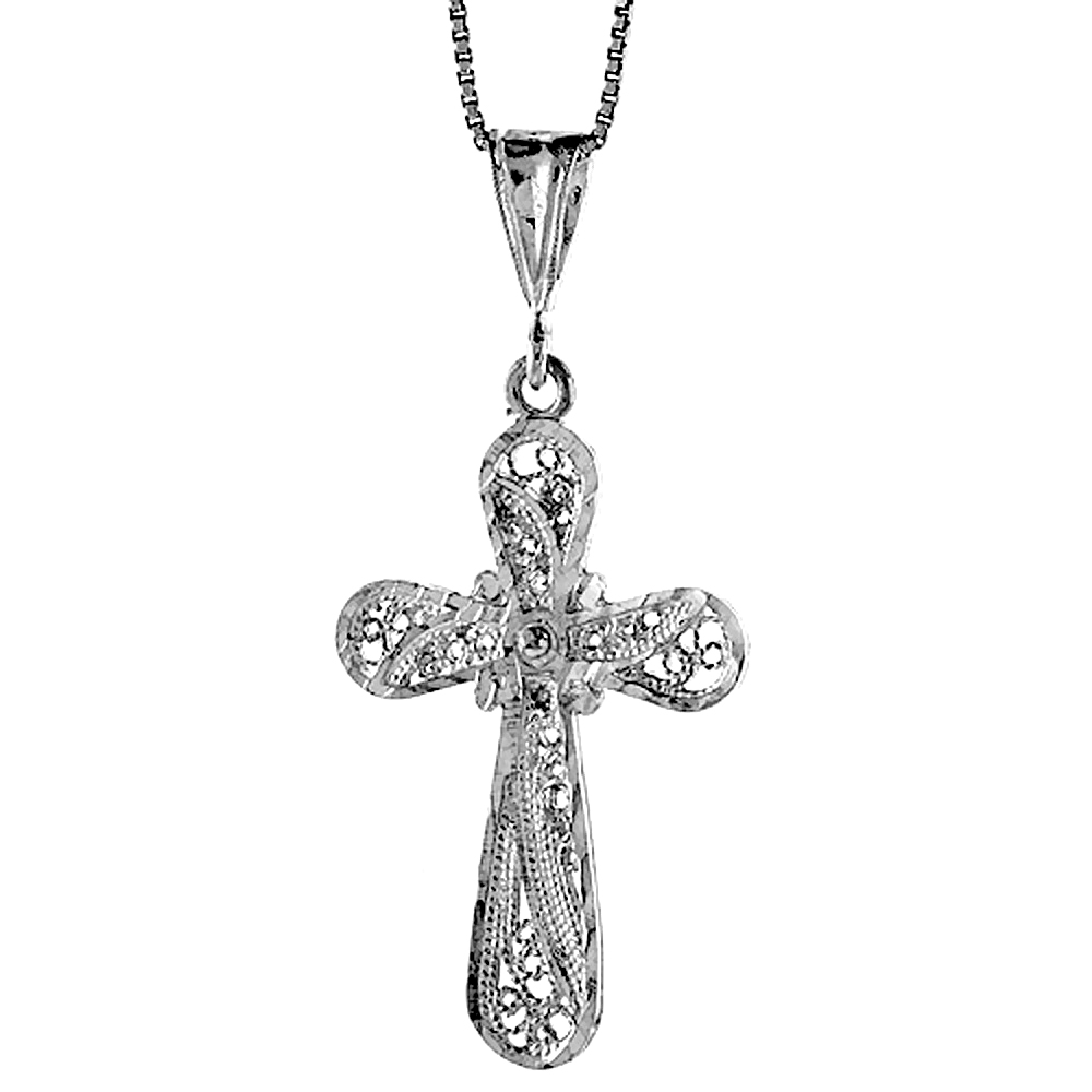 1 1/2 INCH STERLING SILVER FILIGREE EVERLASTING CROSS PENDANT