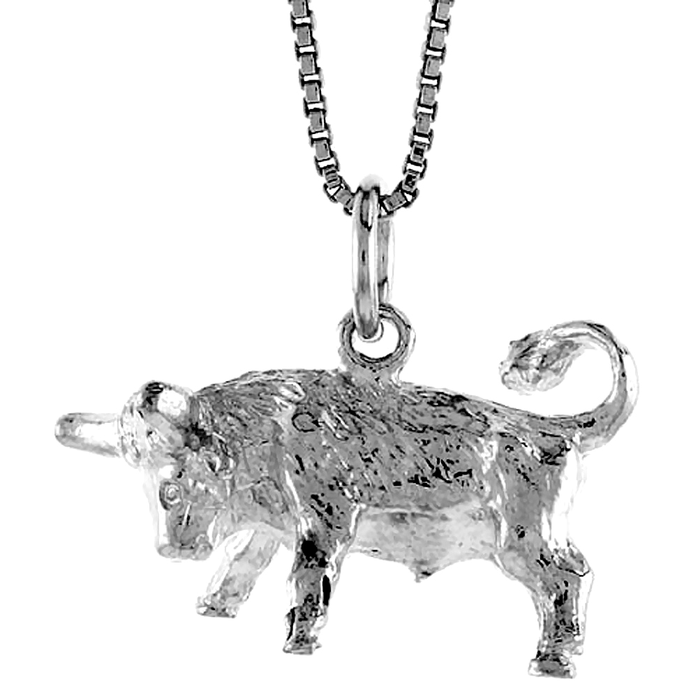STERLING SILVER ZODIAC CHARM FOR TAURUS 1/2 INCH TALL
