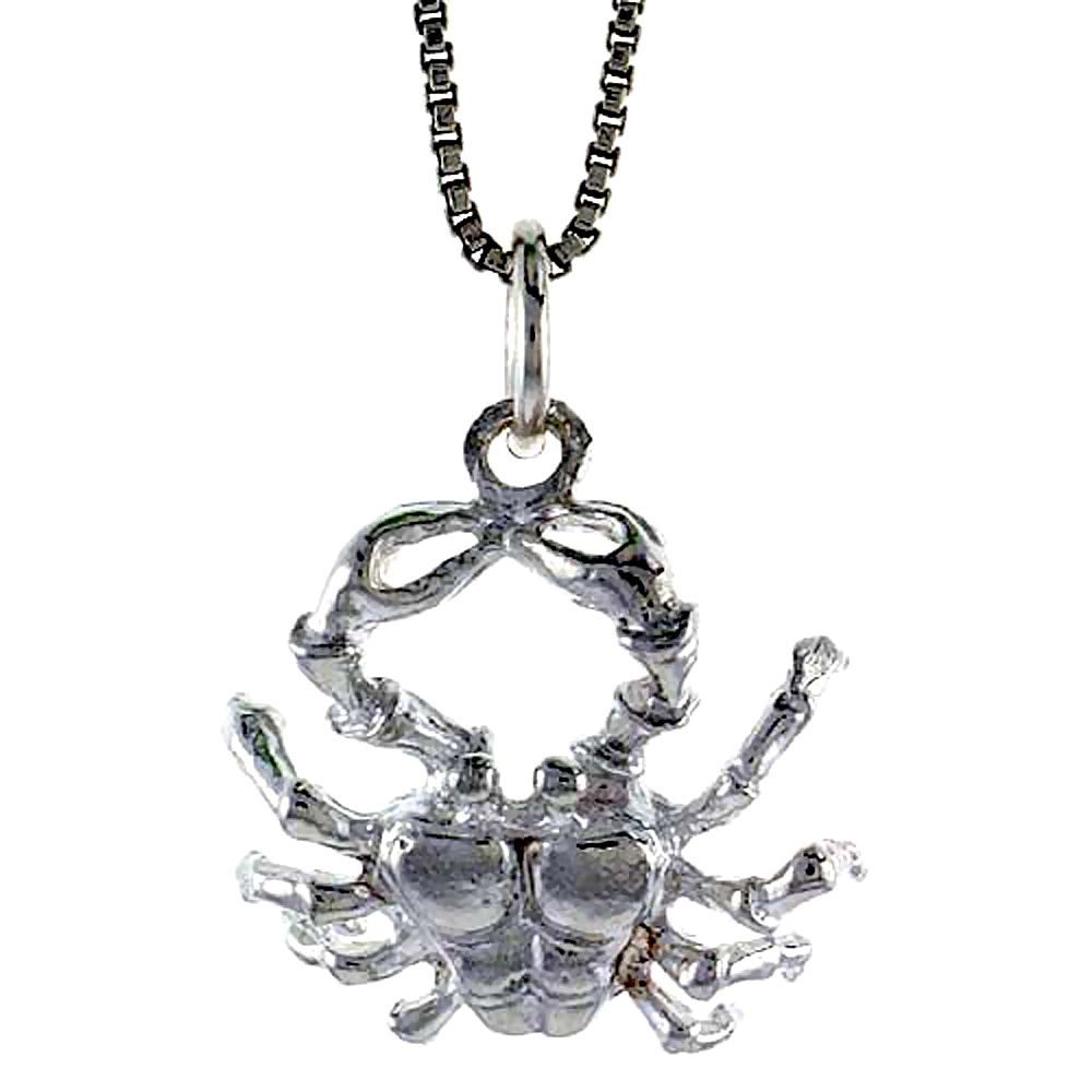 STERLING SILVER ZODIAC CHARM FOR CANCER 3/4 INCH TALL