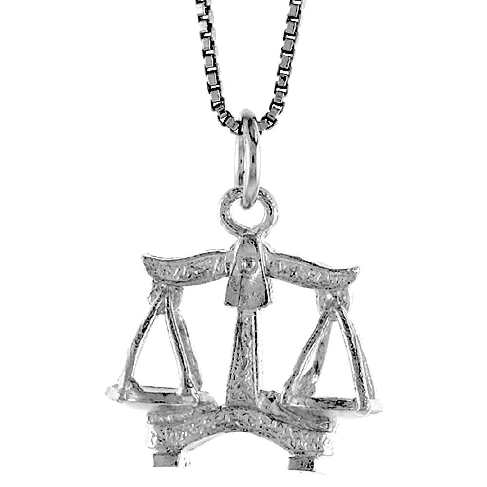 STERLING SILVER ZODIAC CHARM FOR LIBRA 3/4 INCH TALL