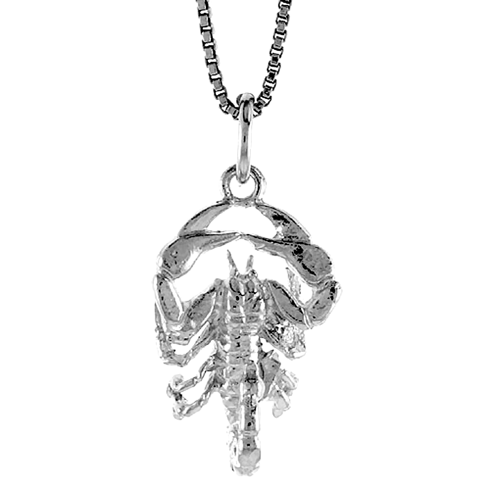 STERLING SILVER ZODIAC CHARM FOR SCORPIO 3/4 INCH TALL