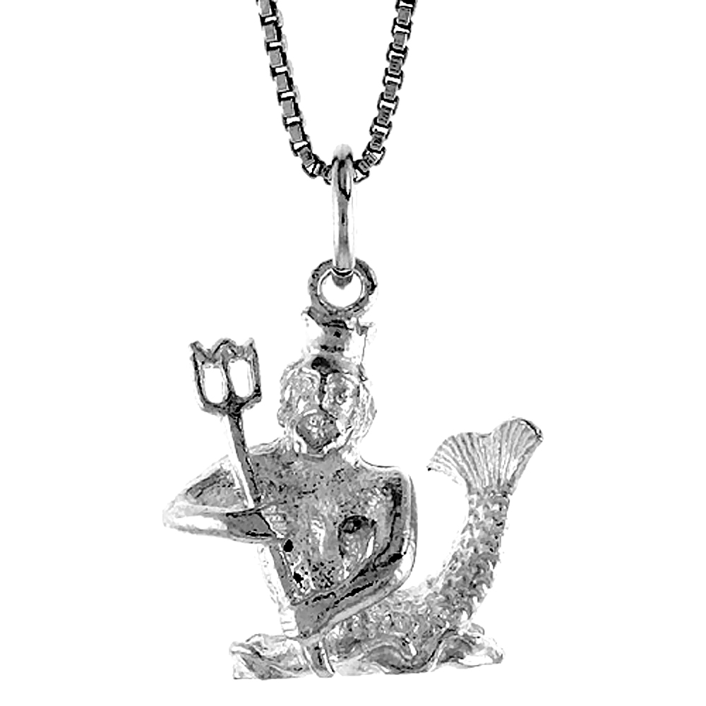 STERLING SILVER ZODIAC CHARM FOR AQUARIUS 3/4 INCH TALL