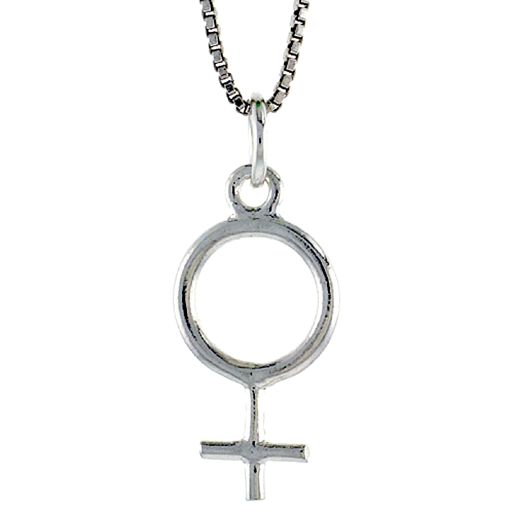 STERLING SILVER FEMALE SYMBOL PENDANT, 3/4 INCH TALL