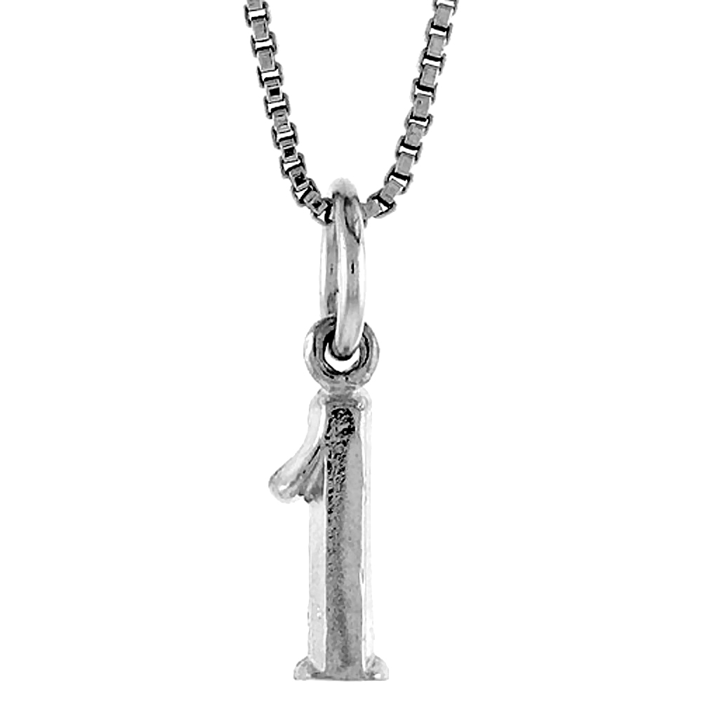 STERLING SILVER SMALL NUMBER 1 CHARM, 1/2 INCH TALL
