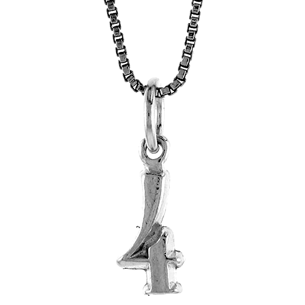 STERLING SILVER SMALL NUMBER 4 CHARM1/2 INCH TALL