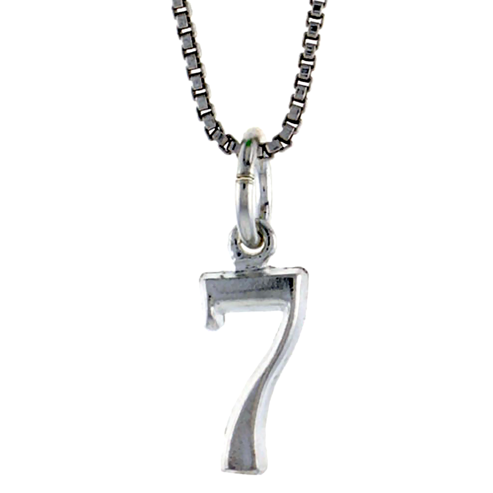 STERLING SILVER SMALL NUMBER 7 CHARM, 1/2 INCH TALL