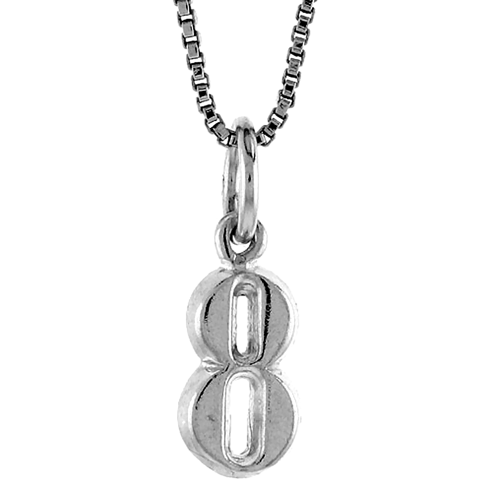 STERLING SILVER SMALL NUMBER 8 CHARM, 1/2 INCH TALL