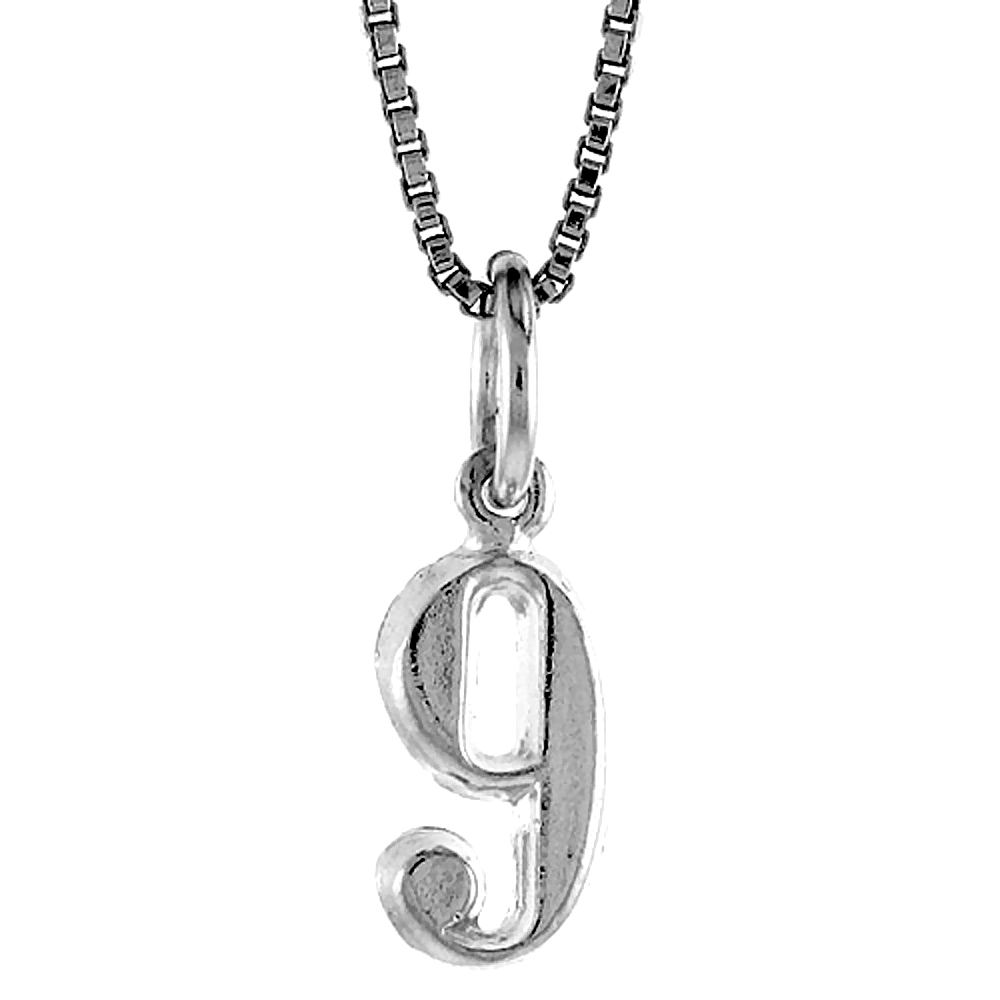 STERLING SILVER SMALL NUMBER 9 CHARM, 1/2 INCH TALL