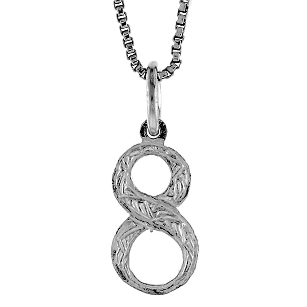 STERLING SILVER NUMBER 8 CHARM, 1/2 INCH TALL