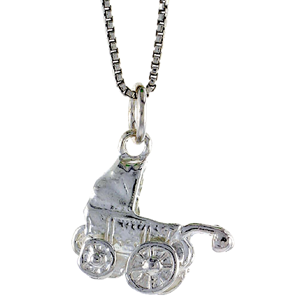 STERLING SILVER STROLLER PENDANT 1/2 INCH TALL
