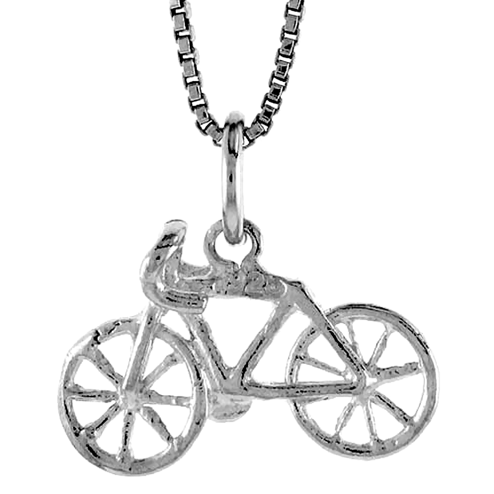 STERLING SILVER BICYCLE PENDANT, 3/8 INCH TALL