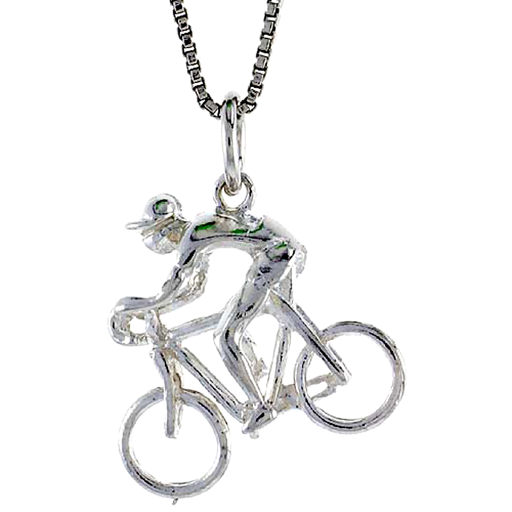 STERLING SILVER BICYCLE PENDANT, 3/4 INCH TALL
