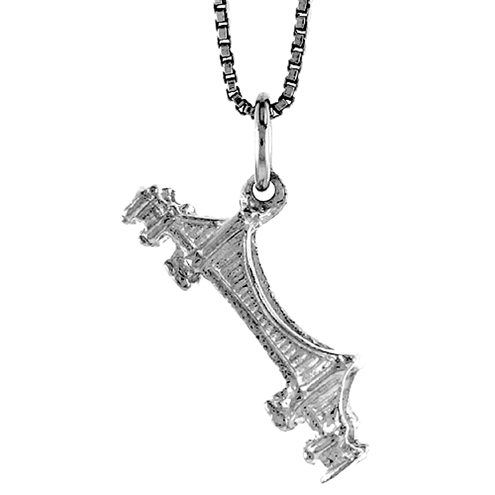 STERLING SILVER BROOKLYN BRIDGE PENDANT, 1 INCH WIDE