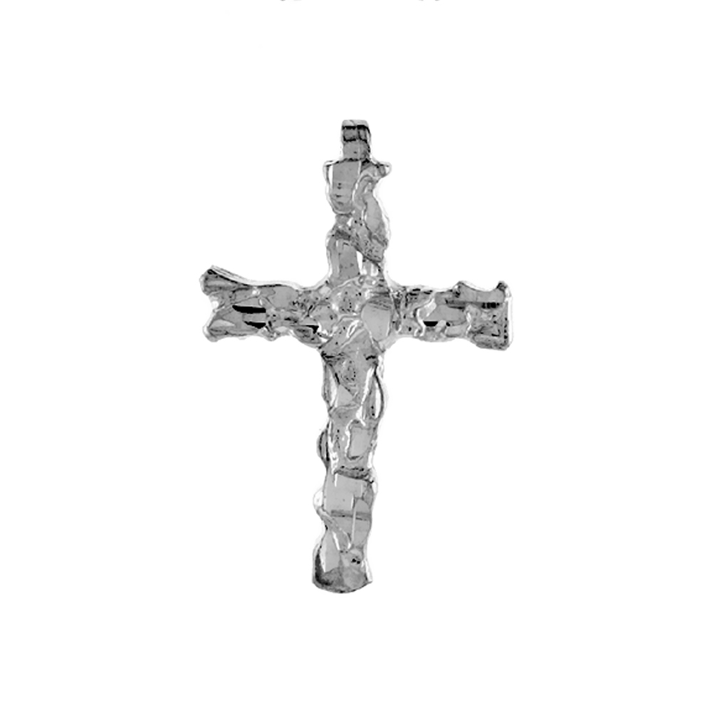 1 inch Sterling Silver Nugget Cross Pendant