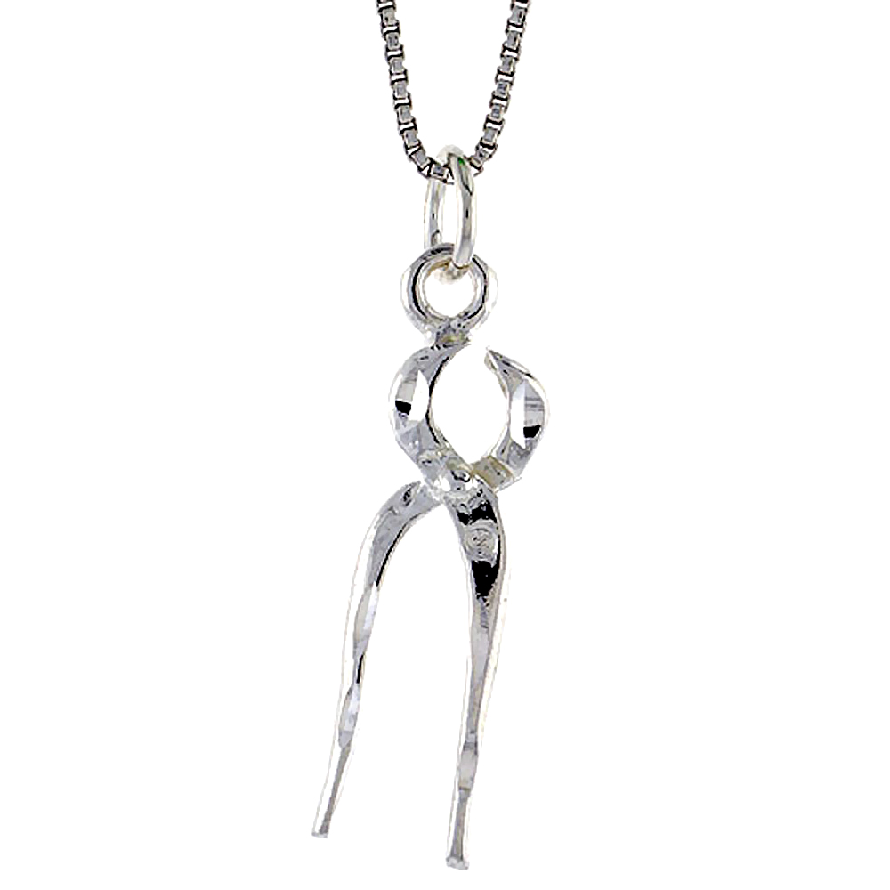 STERLING SILVER PLIERS PENDANT, 1 INCH TALL