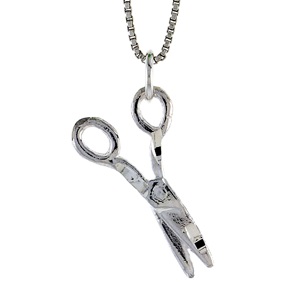 STERLING SILVER PAIR OF SCISSORS PENDANT, 1 INCH TALL