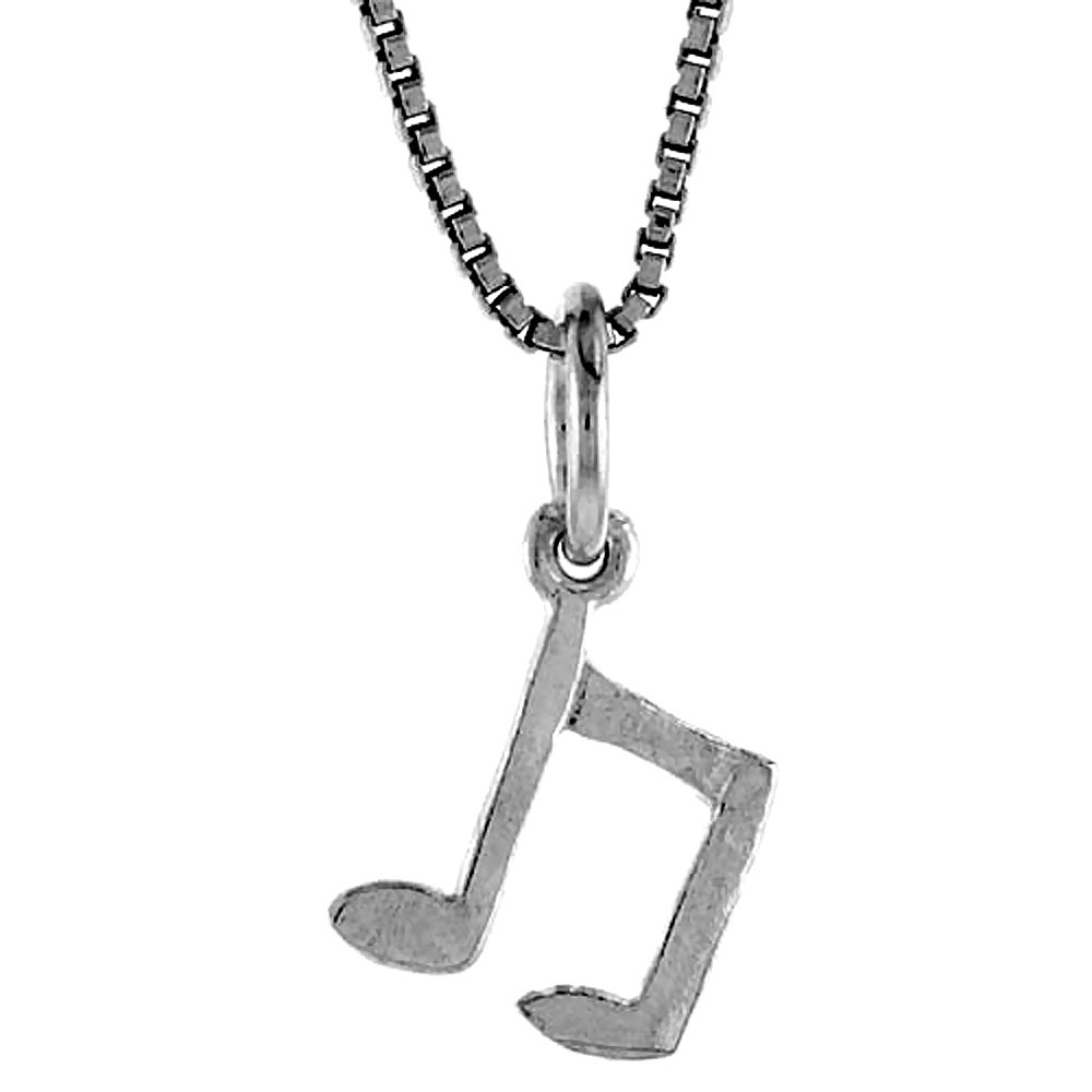 STERLING SILVER SMALL MUSICAL NOTE PENDANT, 3/8 INCH TALL