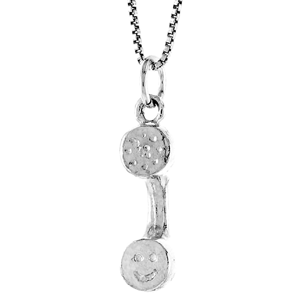 STERLING SILVER TELEPHONE PENDANT, 3/4 INCH TALL