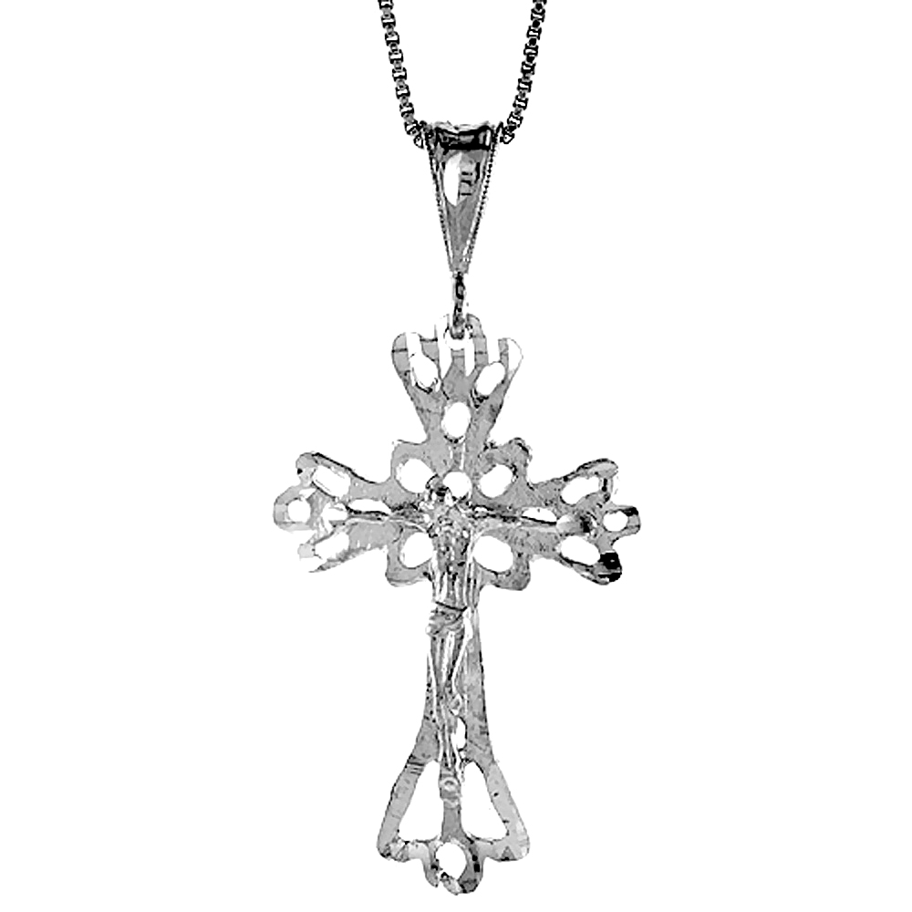 STERLING SILVER CRUCIFIX PENDANT, 1 1/2 INCH