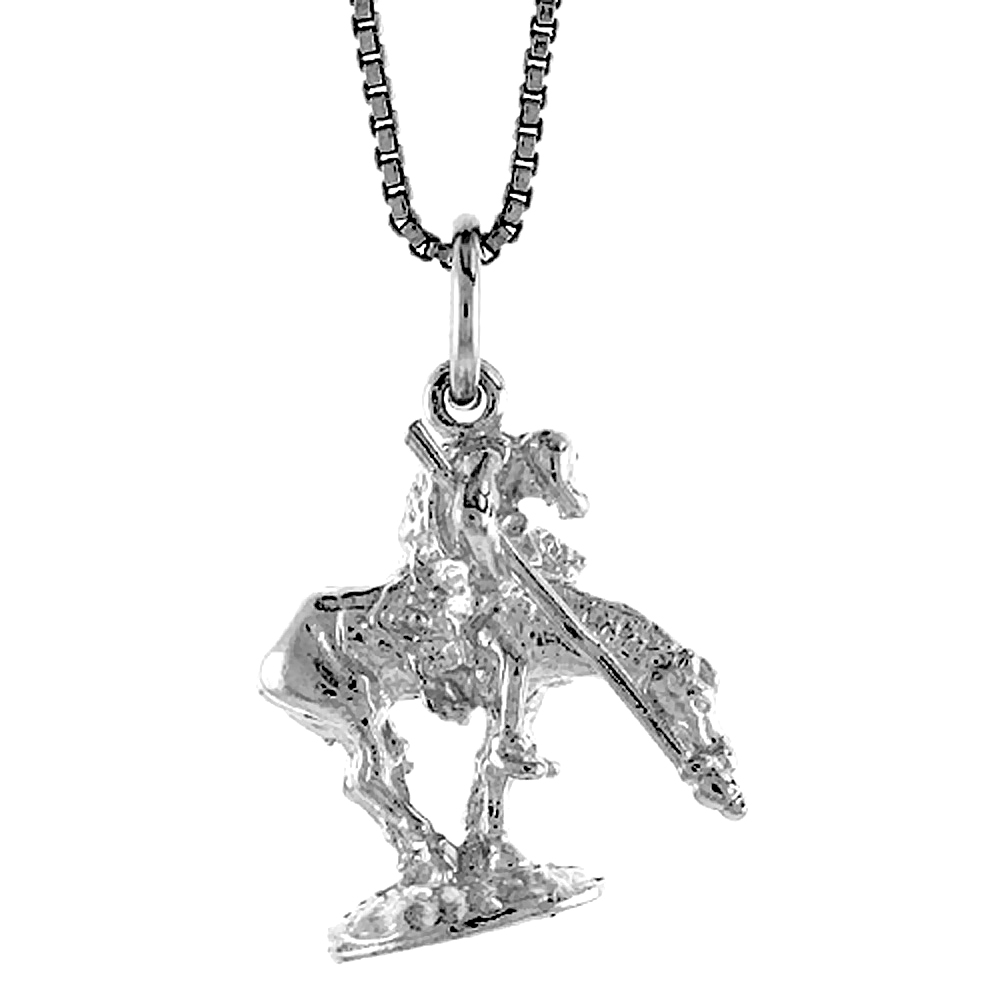 STERLING SILVER END OF THE TRAIL PENDANT, 5/8 INCH TALL