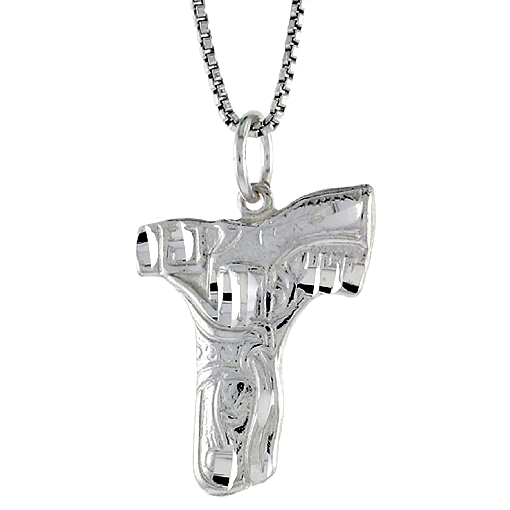 STERLING SILVER GUN PENDANT, 7/8 INCH TALL