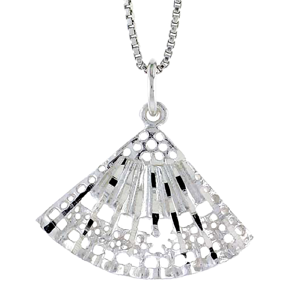 STERLING SILVER FAN PENDANT, 5/8 INCH TALL