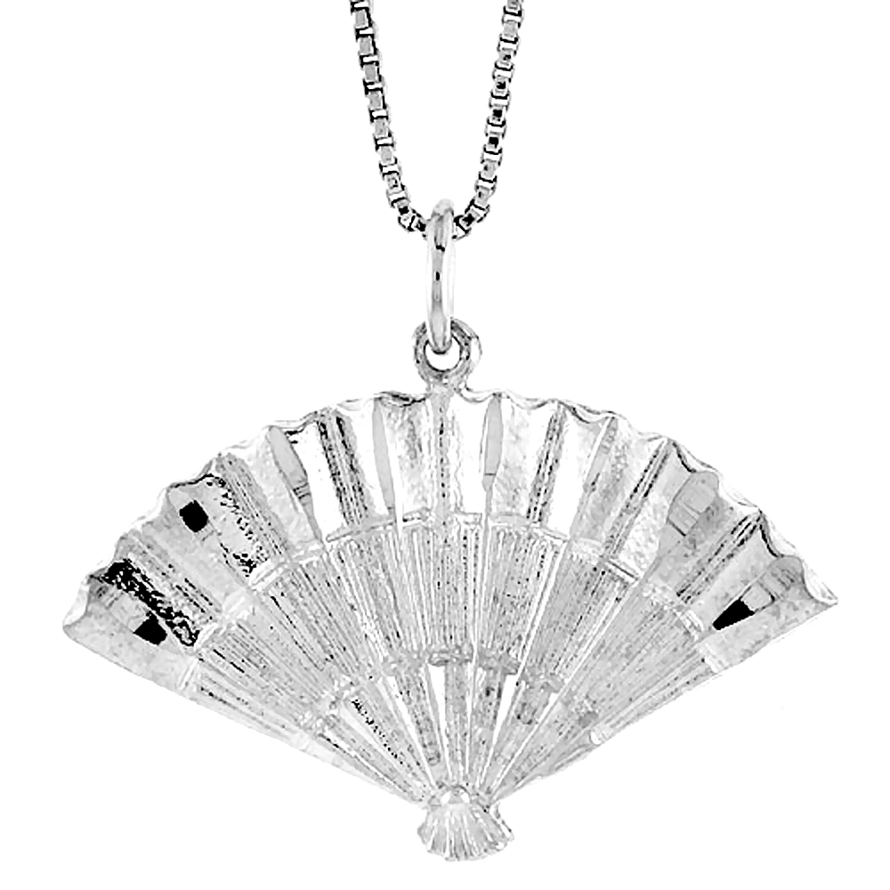 STERLING SILVER FAN PENDANT, 3/4 INCH TALL