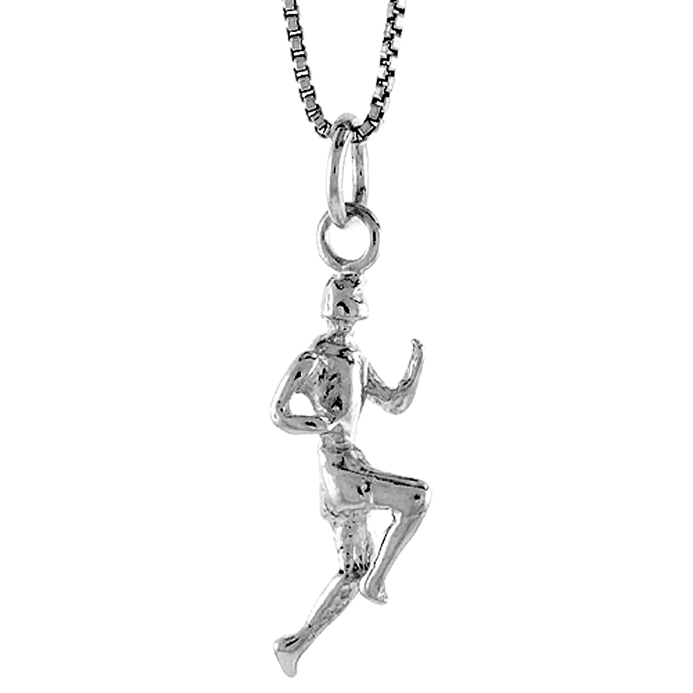 STERLING SILVER RUNNER PENDANT, 1 INCH TALL
