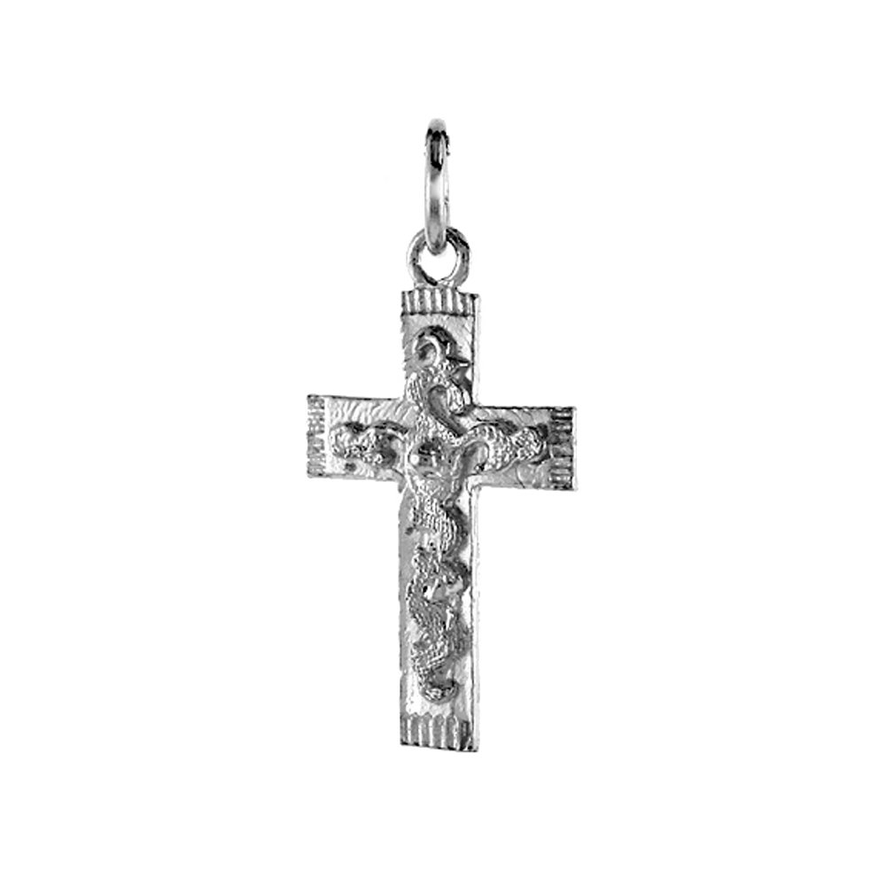 1 inch Sterling Silver Vine Cross Pendant